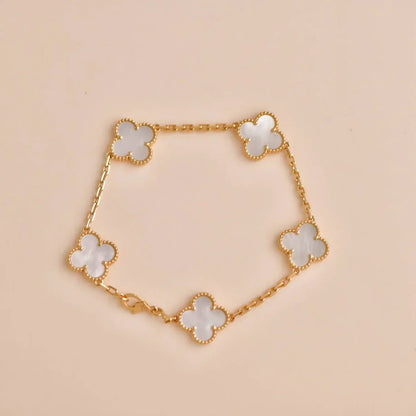 [Lume Jewelry]New CLOVER WHITE PEARL MOP 5 MOTIF BRACELET COLLECTION