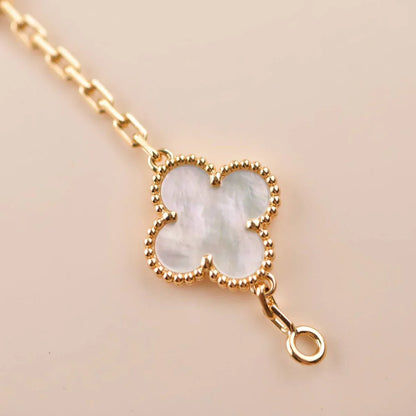 [Lume Jewelry]New CLOVER WHITE PEARL MOP 5 MOTIF BRACELET COLLECTION