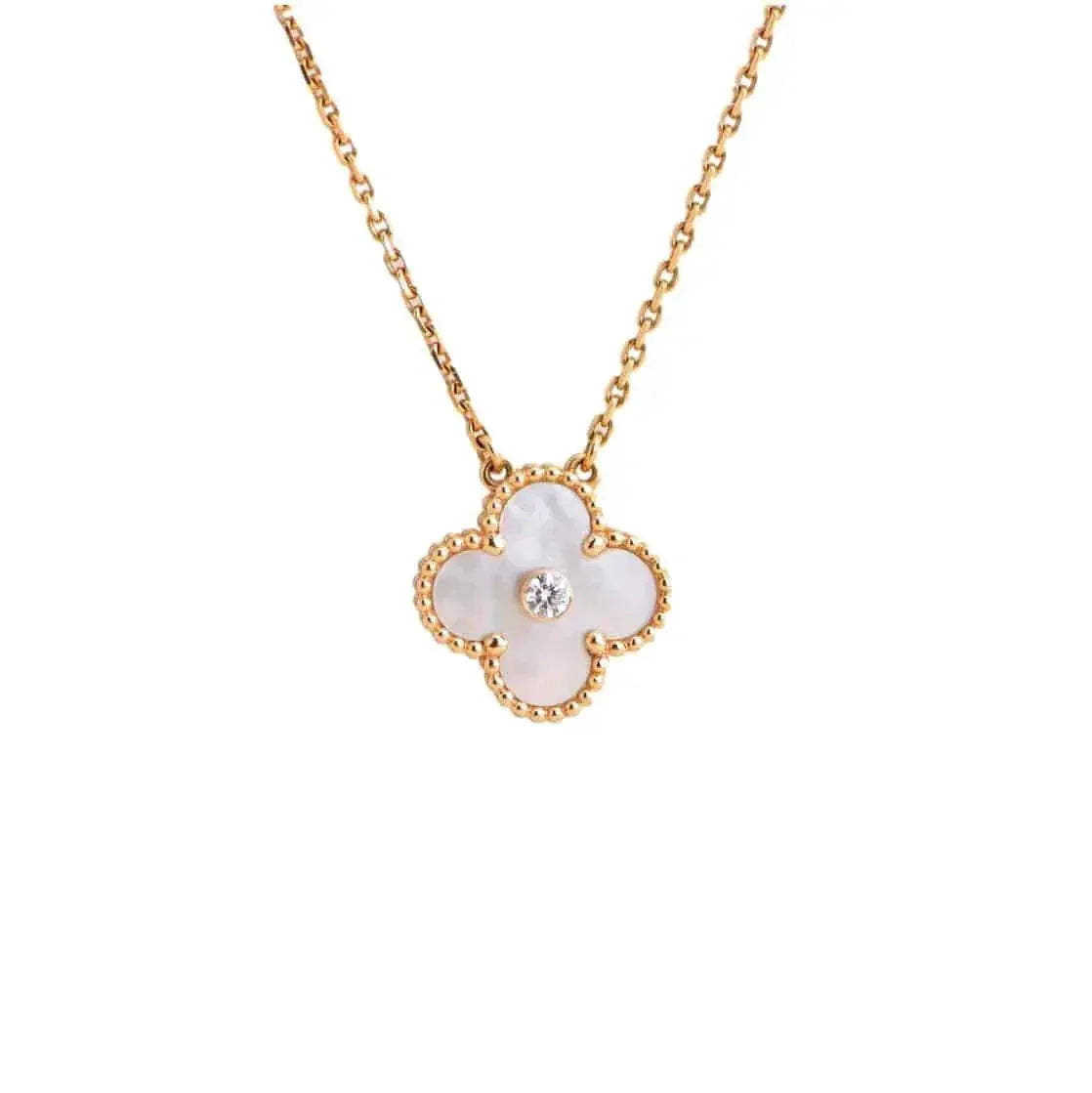 ¡®Lume Jewelry¡¯CLOVER 15MM DIAMOND WHITE FRITILLARIA NECKLACE