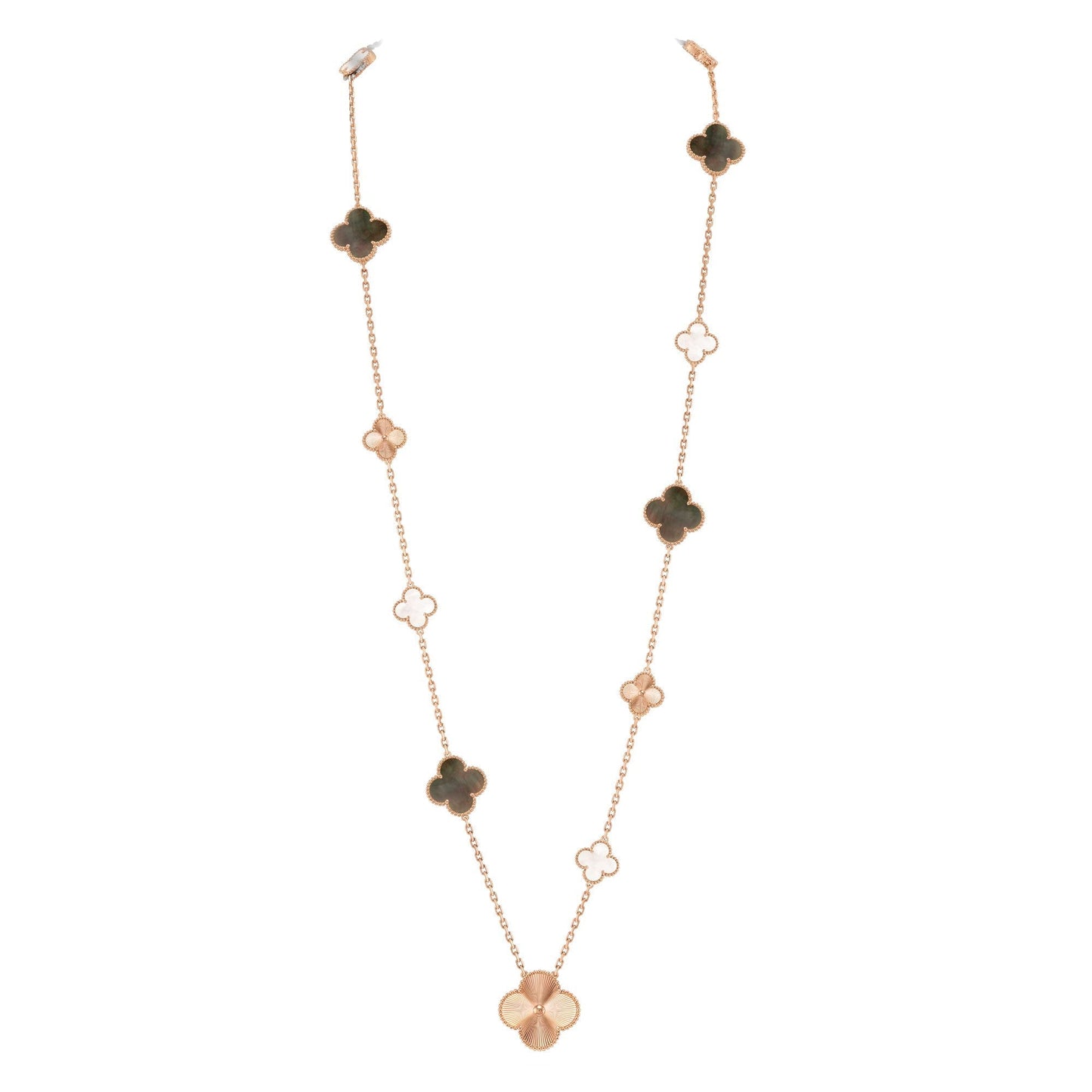 [Lume Jewelry]DETACHABLE CLOVER 15(11+4) FLOWER ROSE GOLD NECKLACE SET