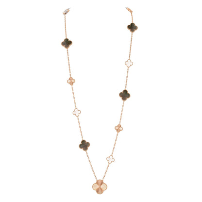 [Lume Jewelry]DETACHABLE CLOVER 15(11+4) FLOWER ROSE GOLD NECKLACE SET