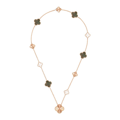 [Lume Jewelry]DETACHABLE CLOVER 15(11+4) FLOWER ROSE GOLD NECKLACE SET