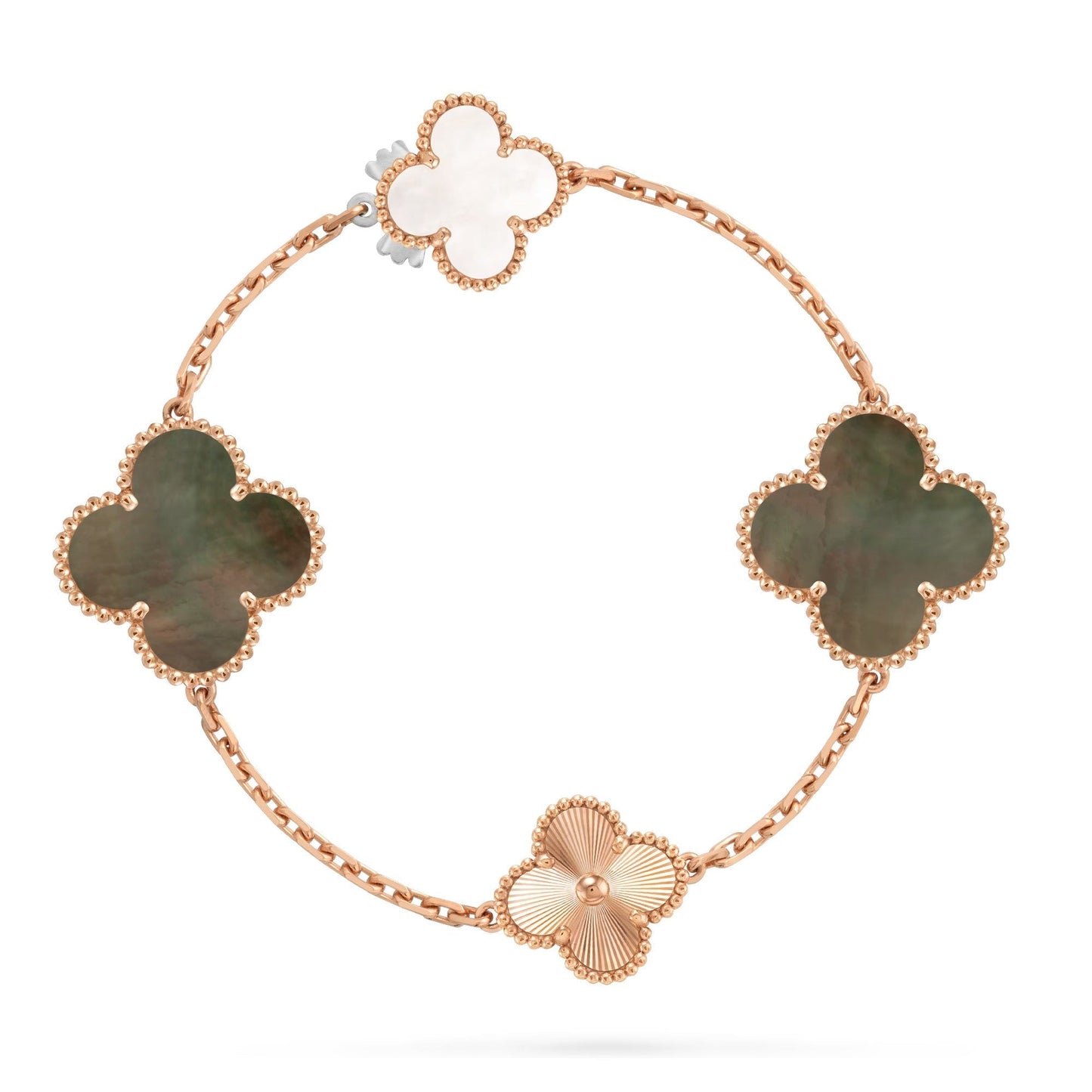 [Lume Jewelry]DETACHABLE CLOVER 15(11+4) FLOWER ROSE GOLD NECKLACE SET
