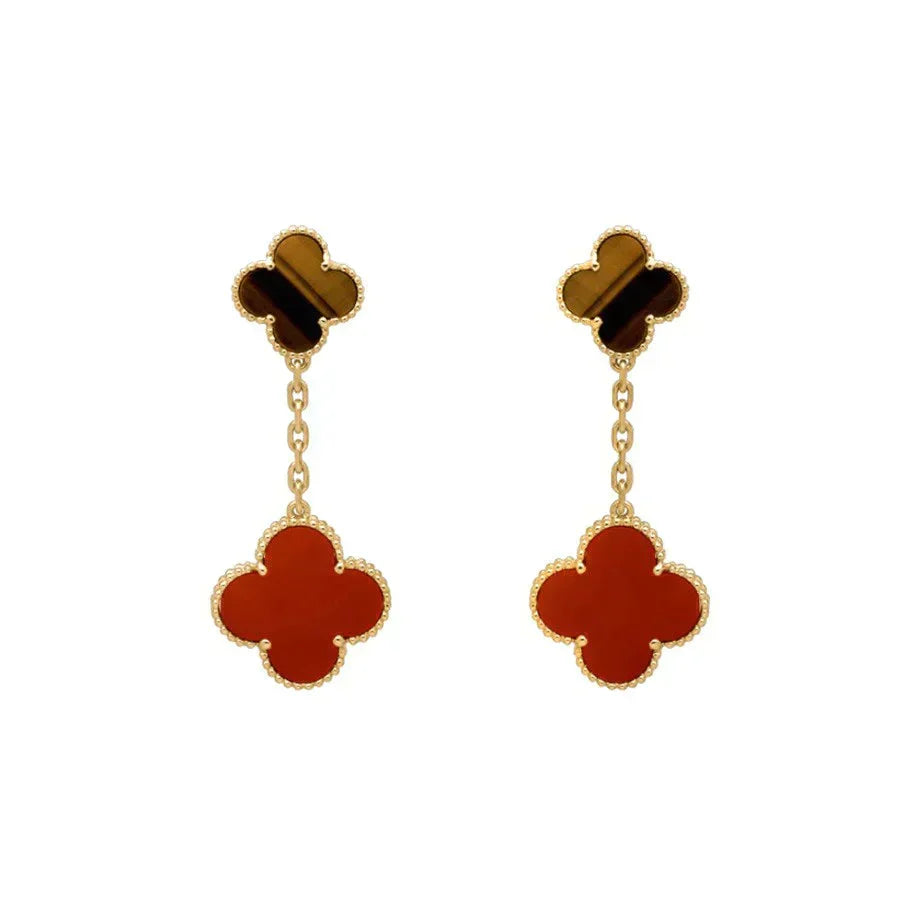 ¡®Lume Jewelry¡¯CLOVER  2 MOTIF  TIGER EYE CARNELIAN EARRINGS