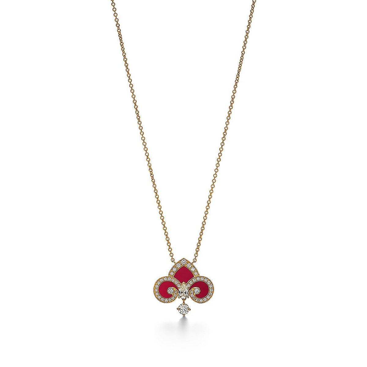 [Lume Jewelry]FLEUR DE LIS PINK GOLD DIAMOND NECKLACE