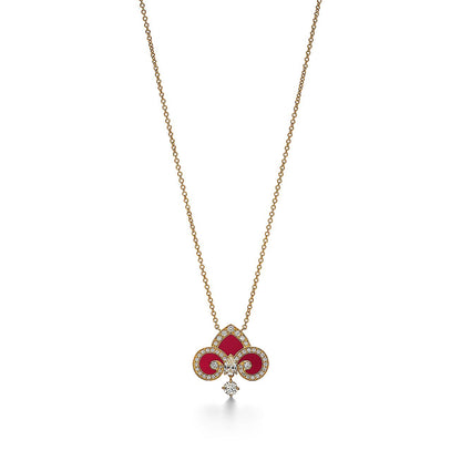 [Lume Jewelry]FLEUR DE LIS PINK GOLD DIAMOND NECKLACE