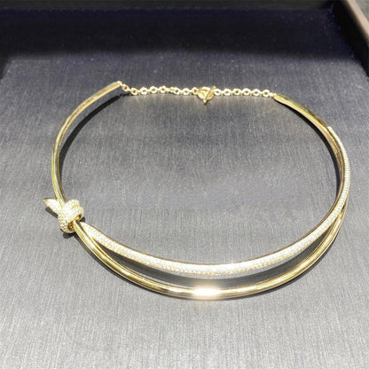 [Lume Jewelry]KNOT DOUBLE ROW NECKLACE IN YELLOW GOLD WITH DIAMONDS