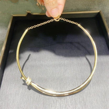 [Lume Jewelry]KNOT DOUBLE ROW NECKLACE IN YELLOW GOLD WITH DIAMONDS