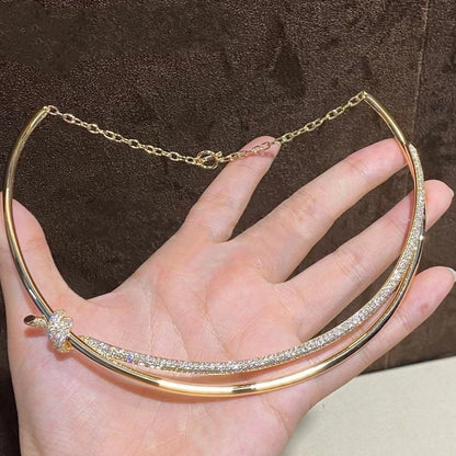 [Lume Jewelry]KNOT DOUBLE ROW NECKLACE IN YELLOW GOLD WITH DIAMONDS