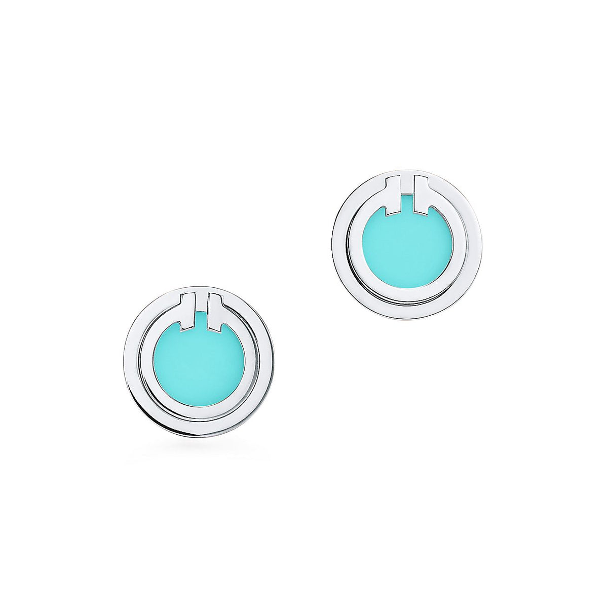 [Lume Jewelry]TURQUOISE CIRCLE WHITE GOLD EARRINGS