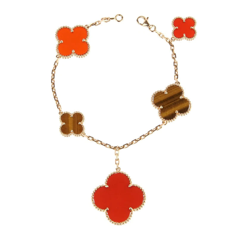 ¡®Lume Jewelry¡¯CLOVER BRACELET 5 MOTIFS CARNELIAN TIGER EYE