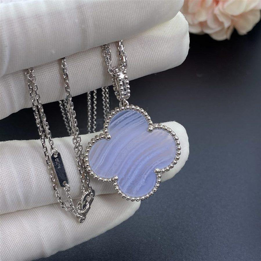 ¡®Lume Jewelry¡¯CLOVER SILVER CHALCEDONY BIG CLOVER NECKLACE