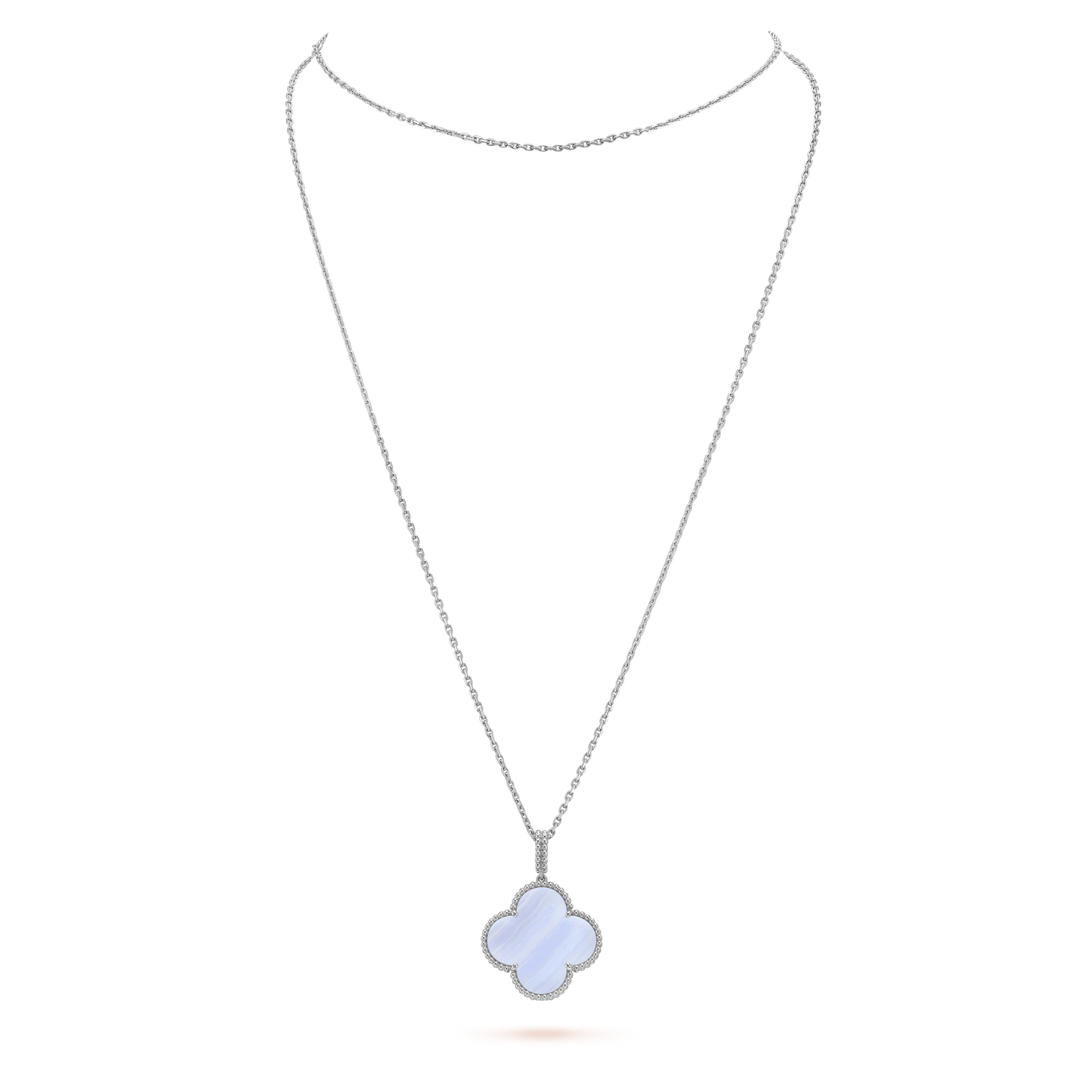 ¡®Lume Jewelry¡¯CLOVER SILVER CHALCEDONY BIG CLOVER NECKLACE