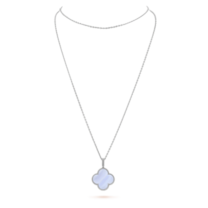 ¡®Lume Jewelry¡¯CLOVER SILVER CHALCEDONY BIG CLOVER NECKLACE