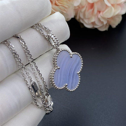 ¡®Lume Jewelry¡¯CLOVER SILVER CHALCEDONY BIG CLOVER NECKLACE