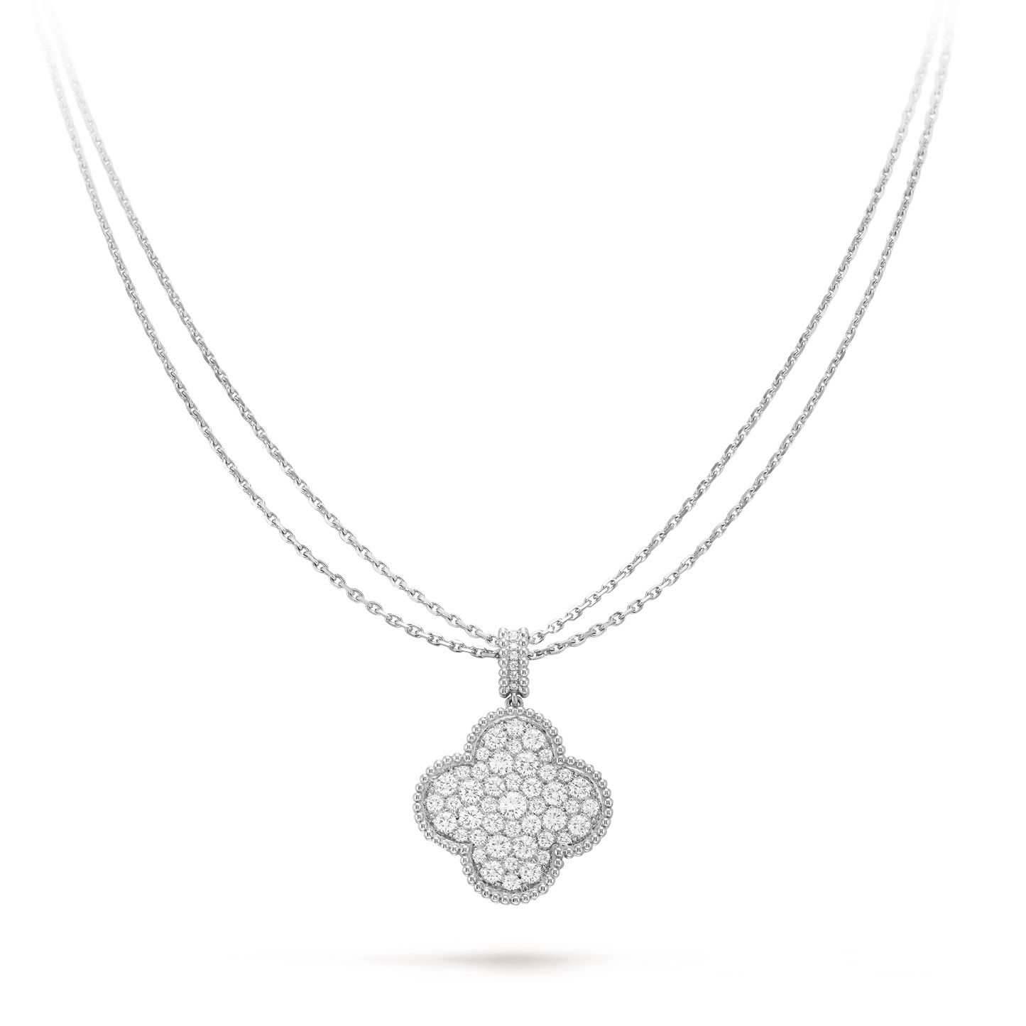 ¡®Lume Jewelry¡¯CLOVER 25MM SILVER FULL DIAMOND BIG CLOVER NECKLACE