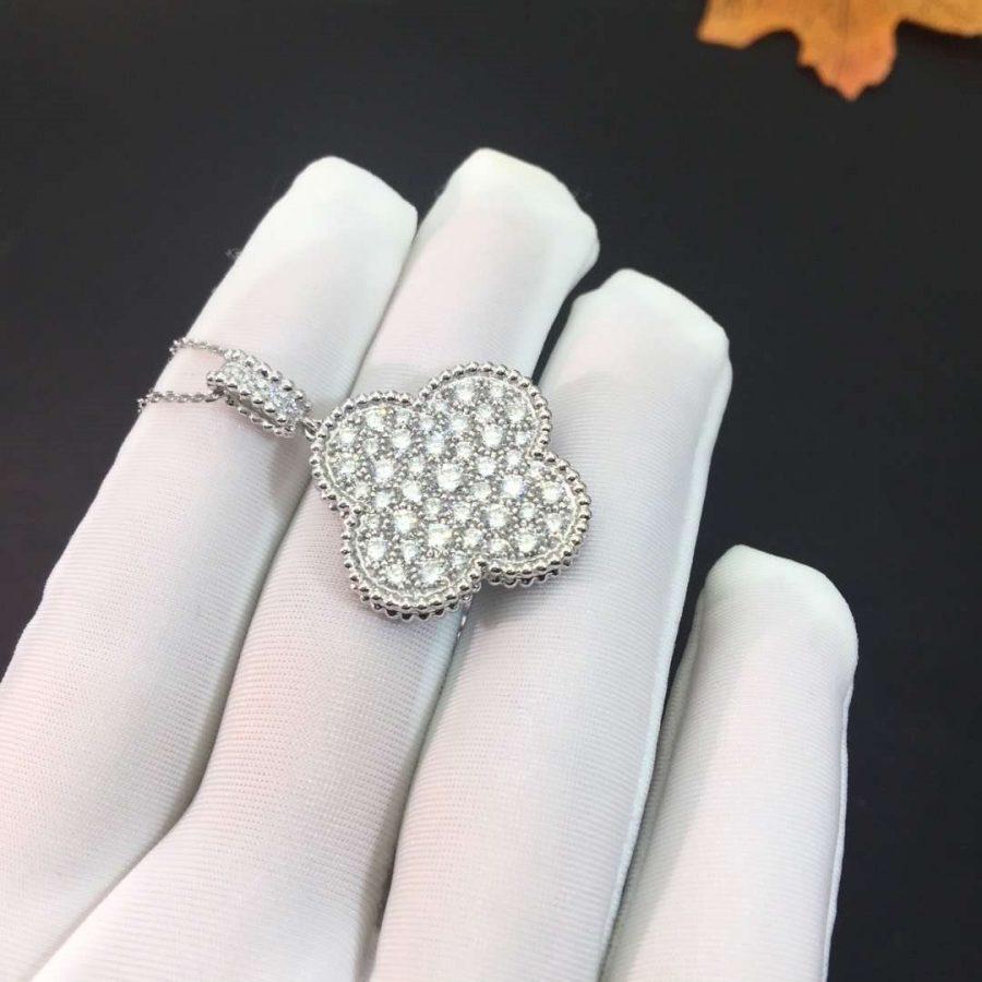 ¡®Lume Jewelry¡¯CLOVER 25MM SILVER FULL DIAMOND BIG CLOVER NECKLACE