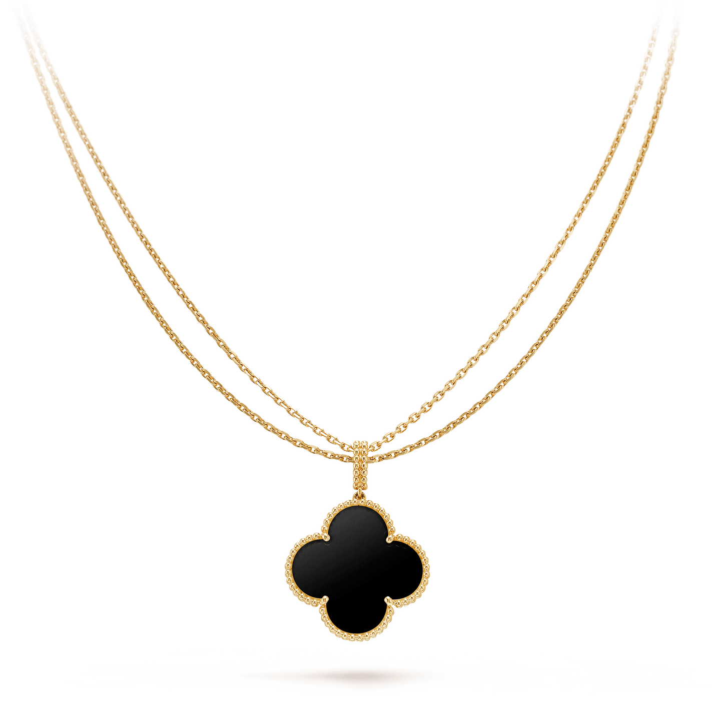 ¡®Lume Jewelry¡¯CLOVER 25MM GOLD ONYX BIG CLOVER NECKLACE