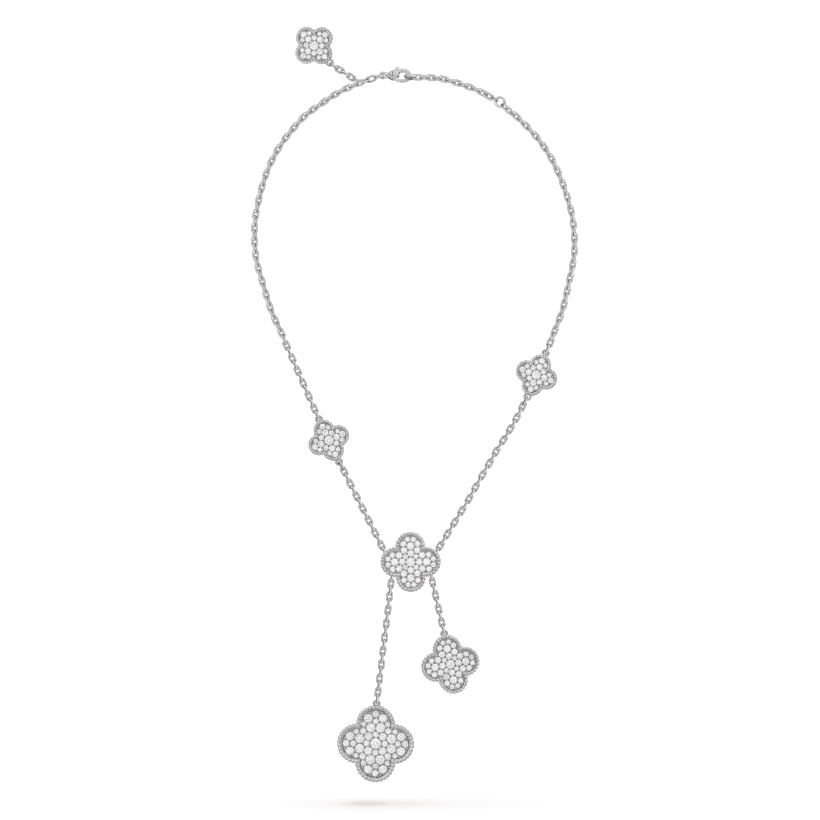 ¡®Lume Jewelry¡¯CLOVER 5 MOTIFS SILVER DIAMONDS NECKLACE