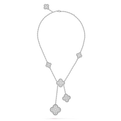 ¡®Lume Jewelry¡¯CLOVER 5 MOTIFS SILVER DIAMONDS NECKLACE