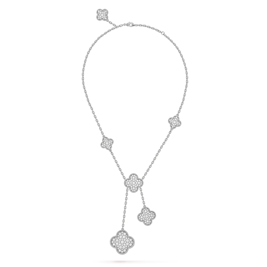 ¡®Lume Jewelry¡¯CLOVER 5 MOTIFS SILVER DIAMONDS NECKLACE
