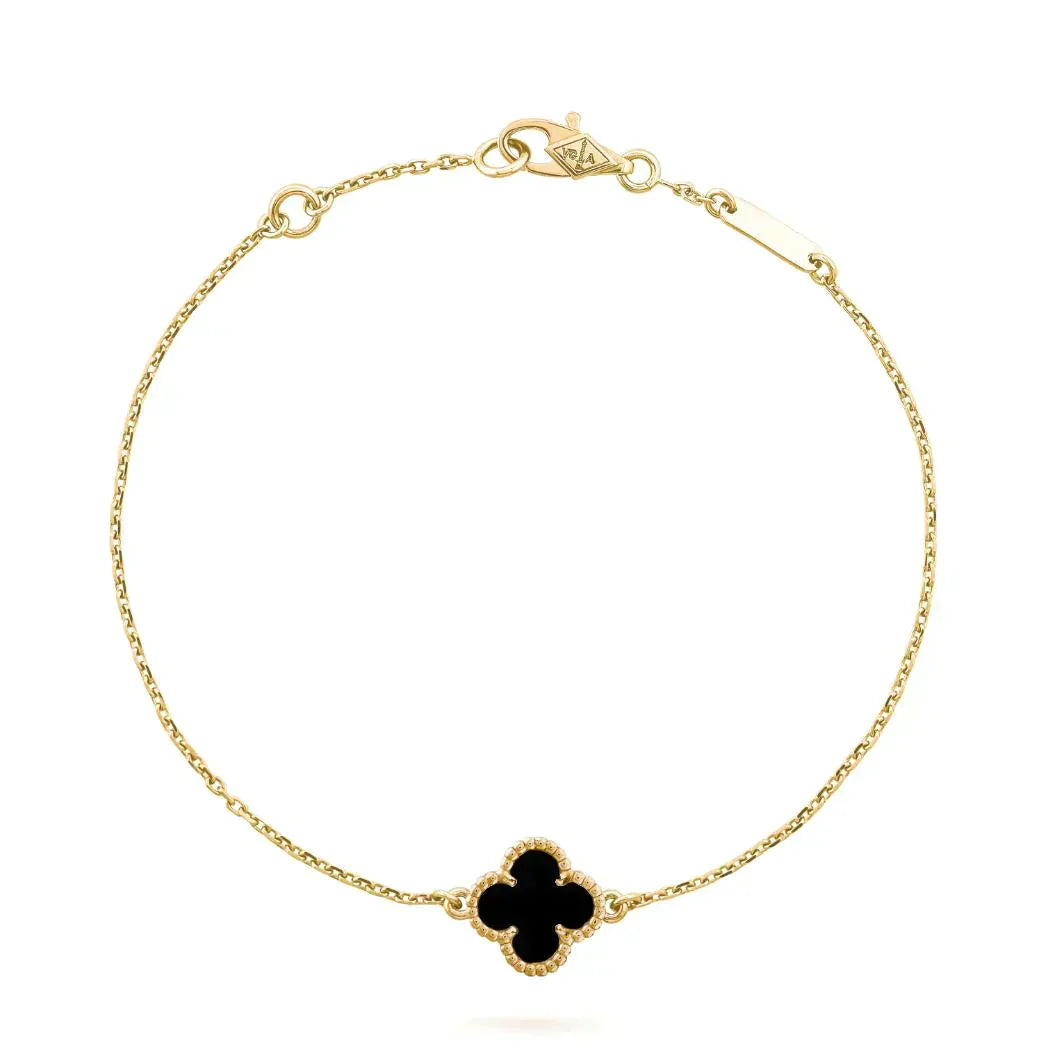 ¡®Lume Jewelry¡¯CLOVER ONYX SINGLE FLOWER BRACELET