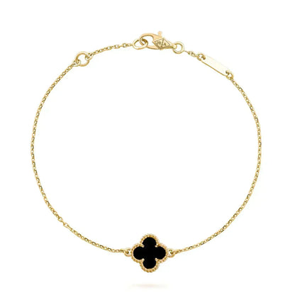 ¡®Lume Jewelry¡¯CLOVER ONYX SINGLE FLOWER BRACELET