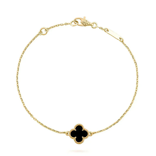 ¡®Lume Jewelry¡¯CLOVER ONYX SINGLE FLOWER BRACELET