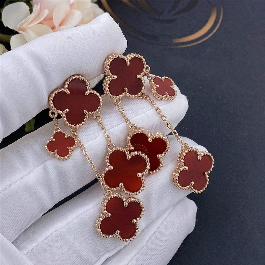 ¡®Lume Jewelry¡¯CLOVER EARRINGS CARNELIAN 4 MOTIFS PINK GOLD