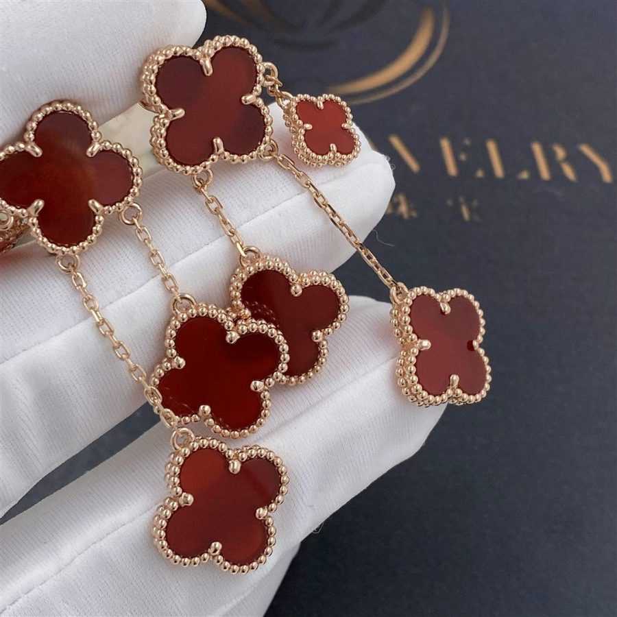 ¡®Lume Jewelry¡¯CLOVER EARRINGS CARNELIAN 4 MOTIFS PINK GOLD