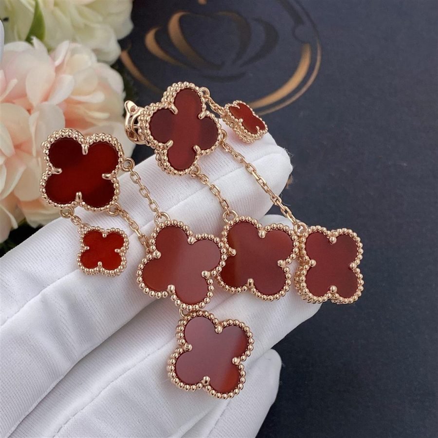 ¡®Lume Jewelry¡¯CLOVER EARRINGS CARNELIAN 4 MOTIFS PINK GOLD