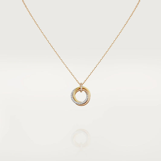 ¡®Lume Jewelry¡¯TRINITY NECKLACE SILVER GOLD PINK GOLD DIAMONDS