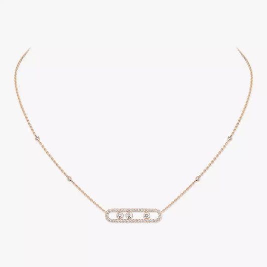 [Lume Jewelry] Move Pave_ Rose Gold Diamond Necklace