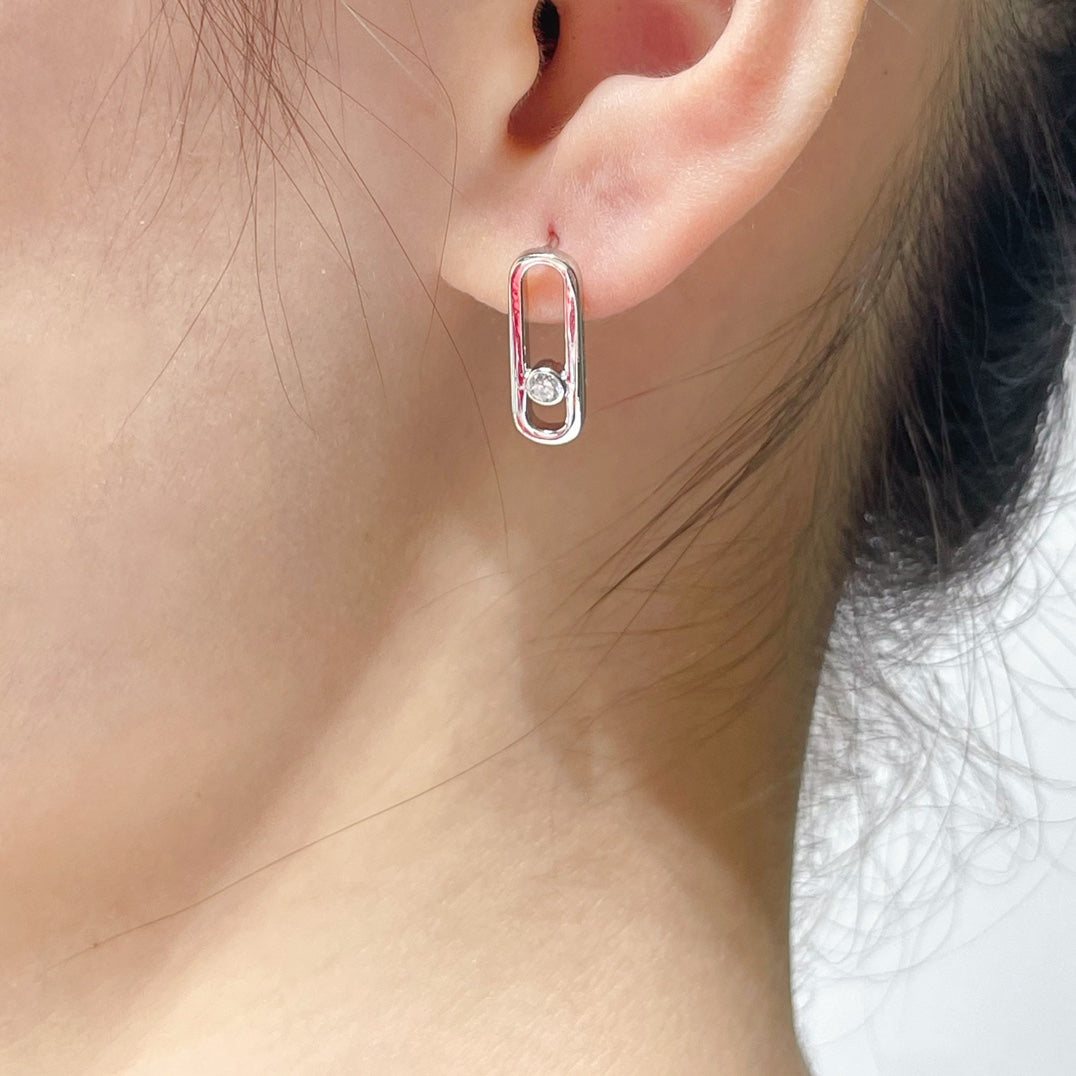 [Lume Jewelry]MOVE UNO SMALL 1 DIAMOND EARRINGS