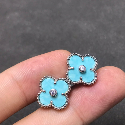 ¡®Lume Jewelry¡¯CLOVER 1 DIAMOND BLUE SKY SILVER EARRINGS