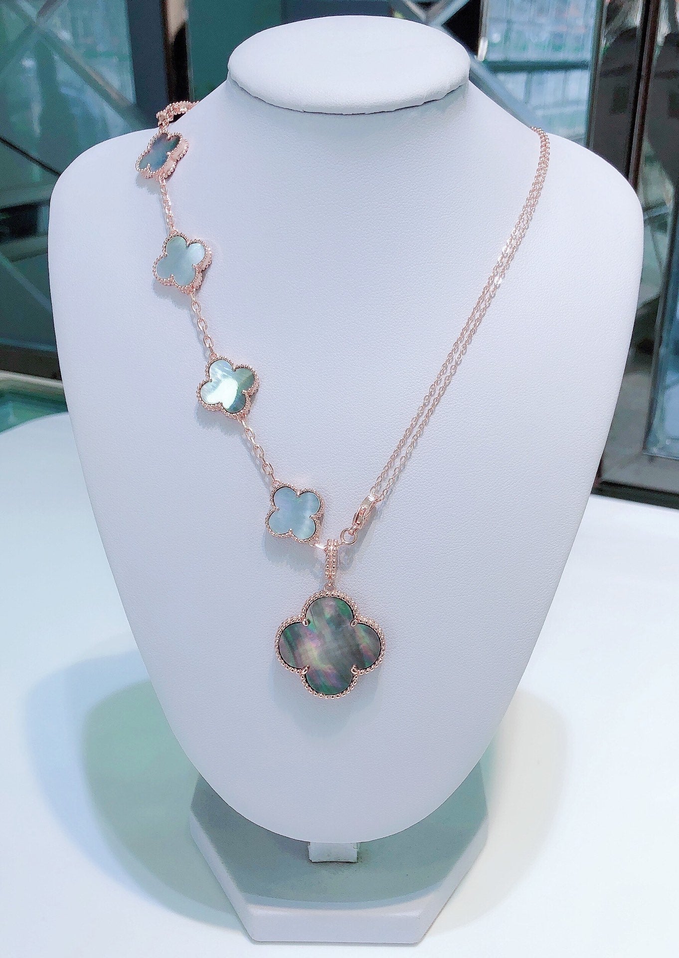 ¡®Lume Jewelry¡¯COMBINED BRACELET 5 MOTIFS AND NECKLACE DARK MOP ROSE GOLD