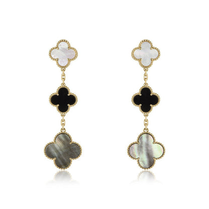 ¡®Lume Jewelry¡¯CLOVER EARRINGS GOLD ONYX MOP 3 MOTIF