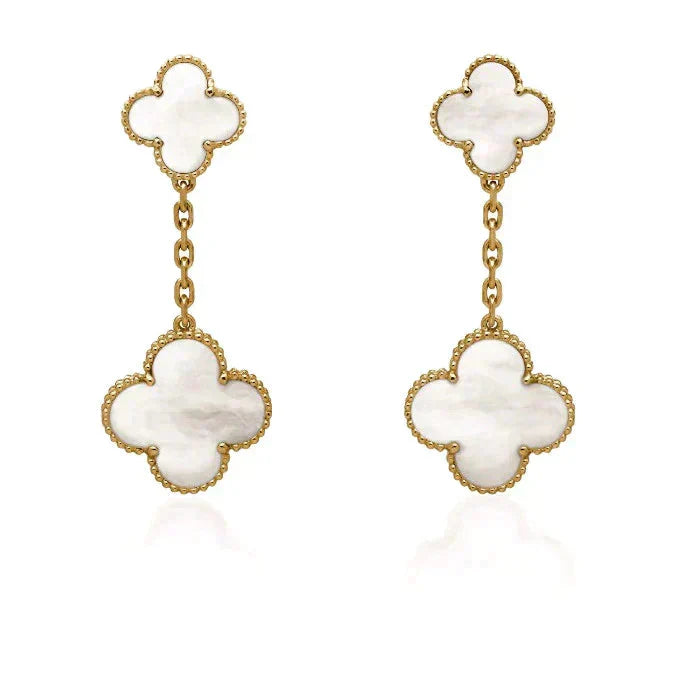 ¡®Lume Jewelry¡¯CLOVER 2 MOTIF WHITE MOP EARRINGS