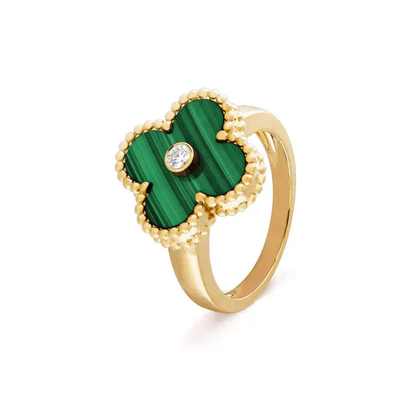 ¡®Lume Jewelry¡¯CLOVER MALACHITE RING GOLD DIAMOND